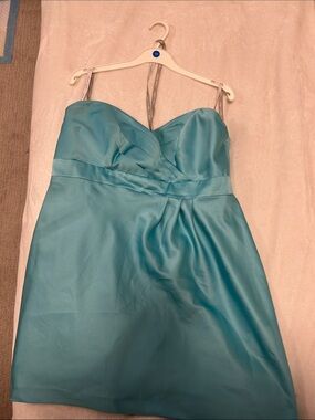 Alfred Angelo Strapless Teal Satin Dress